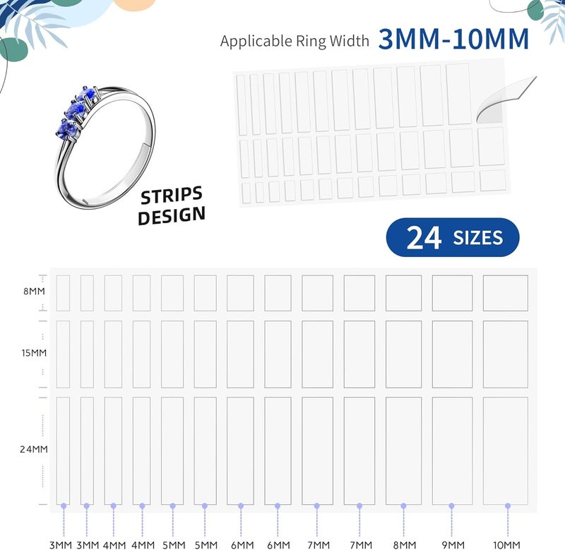 ELETIUO Invisible Ring Size Adjuster for Loose Rings,6 Sheets-234 Pcs Transparent Ring Size Reducer Tightener,Fitter for Wide Rings,Multiple sizers for Man and Woman - Image 2